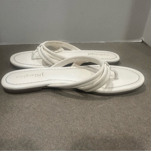 J. McLaughlin Caitlin White Patent Leather Flip Flops Slip On Sandals Thongs 8 - Picture 7 of 10